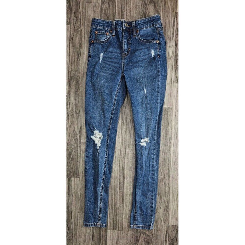 (3/$35)‎ Wild Fable Size 0 Distressed High Rise Skinny Pockets Denim Blue Jeans